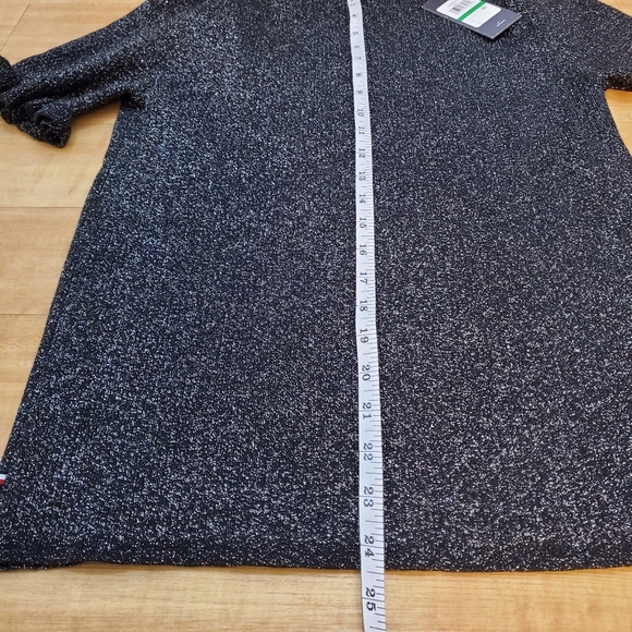 Tommy Hilfiger Womens Black Metalic Sweater M Ruffle Shirtsleeves - Picture 5 of 8